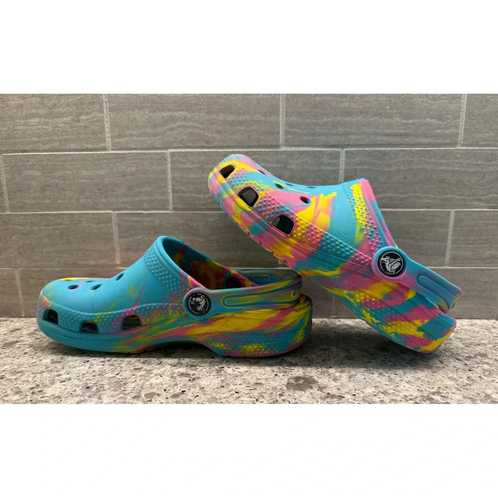 Crocs Little Kids Colorful Marbled Classic Clog Slip On Casual Shoes Size C12